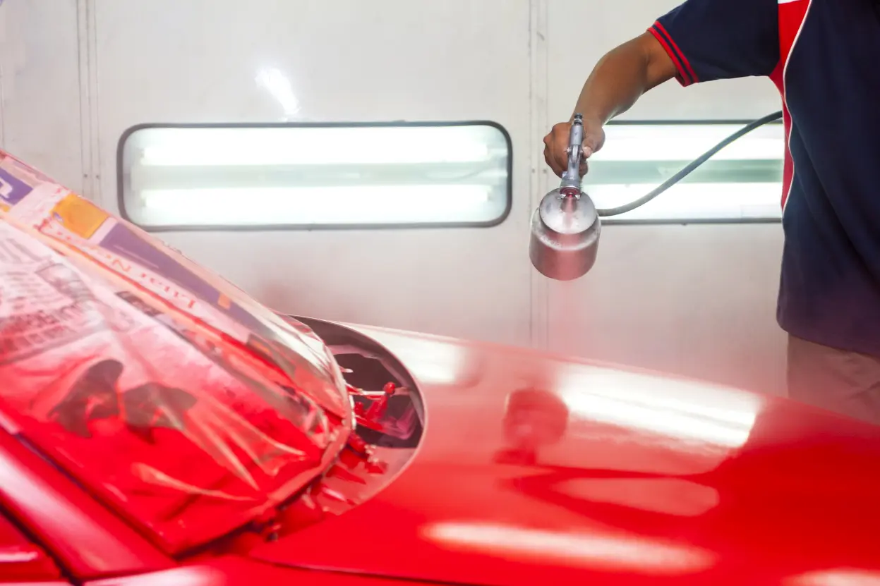 Auto paint spray booth at Lone Star Paint and Body in Lewisville, TX